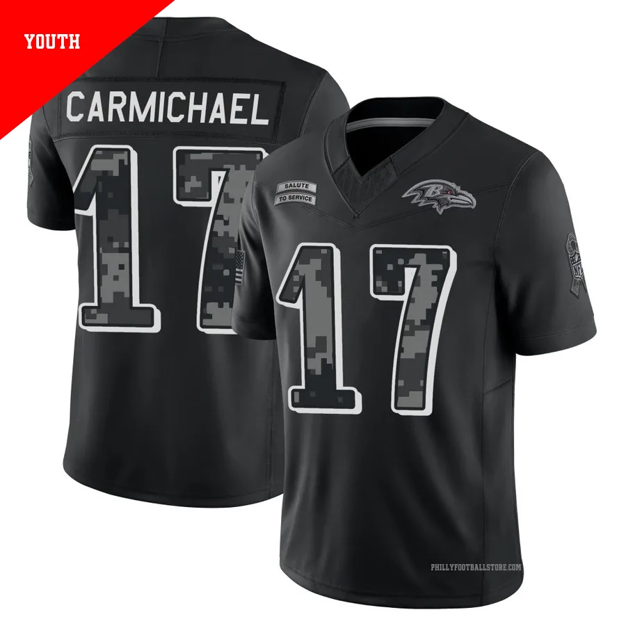 Youth Philadelphia Eagles Harold Carmichael ＃17 Limited Black 2026 Salute to Service Stitched Jersey