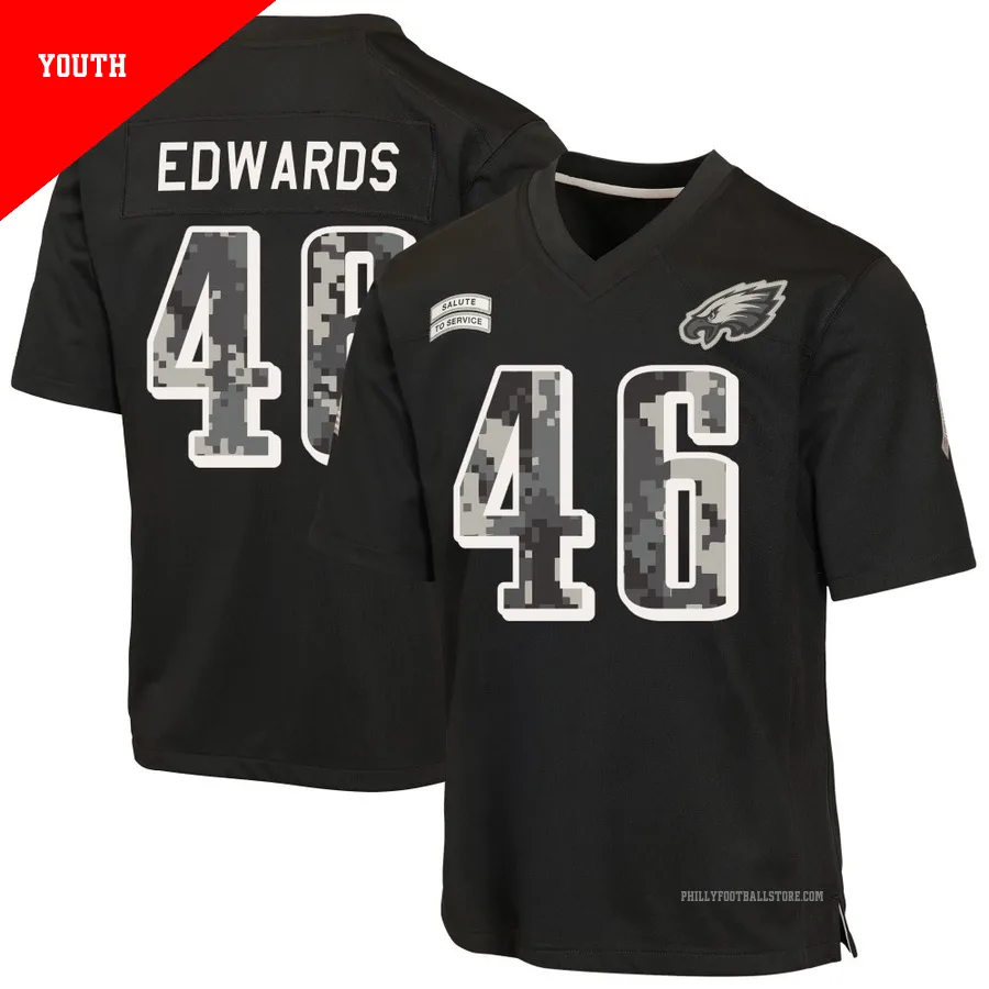 Youth Philadelphia Eagles Herman Edwards ＃46 Game Black 2026 Salute to Service Jersey