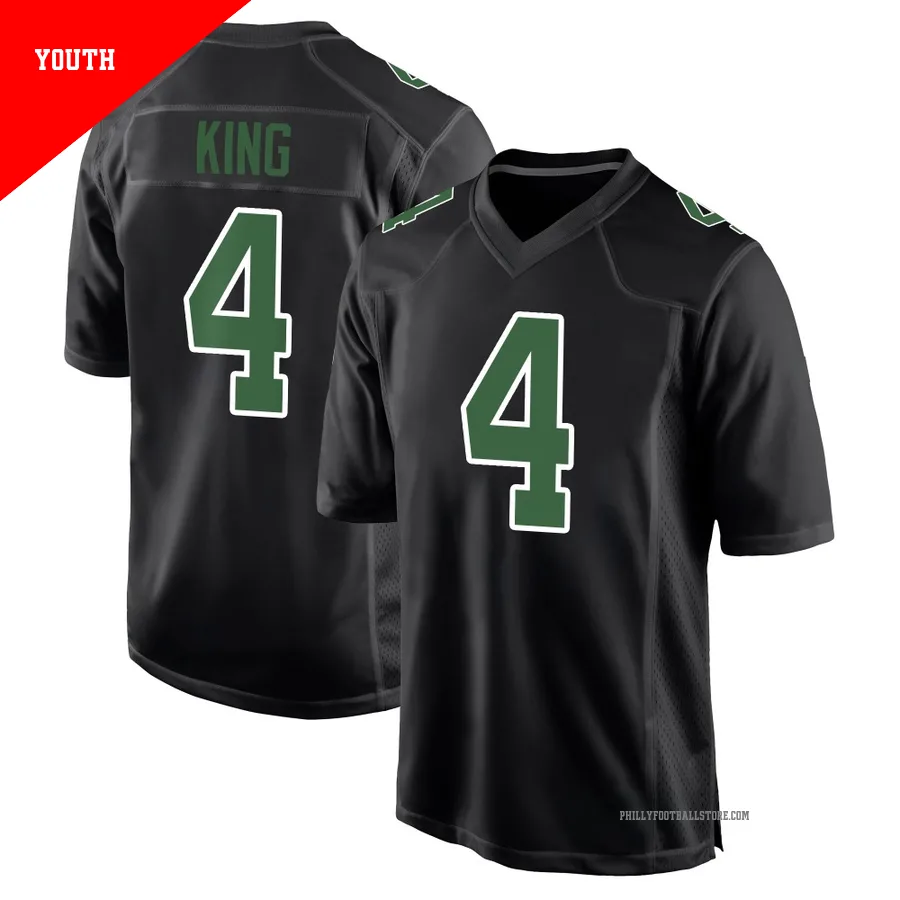 Youth Philadelphia Eagles Isiah King ＃4 Game Black/Kelly Carbon Green Fashion Jersey