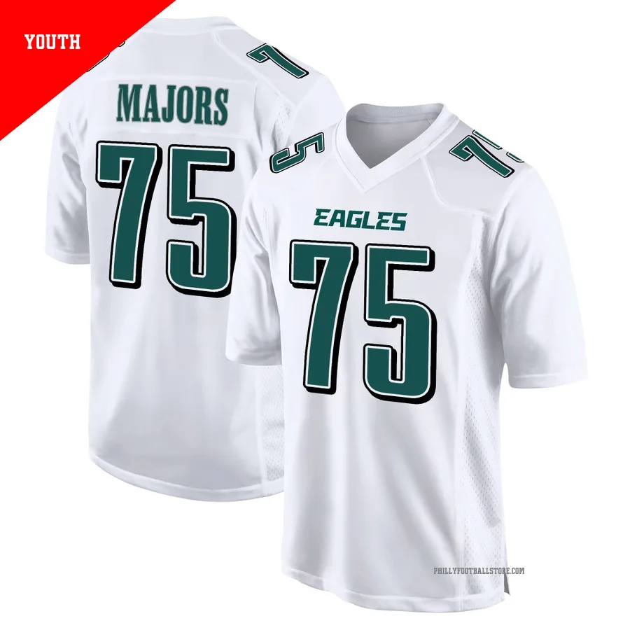 Youth Philadelphia Eagles Jake Majors ＃75 Game White Tundra Fashion Jersey