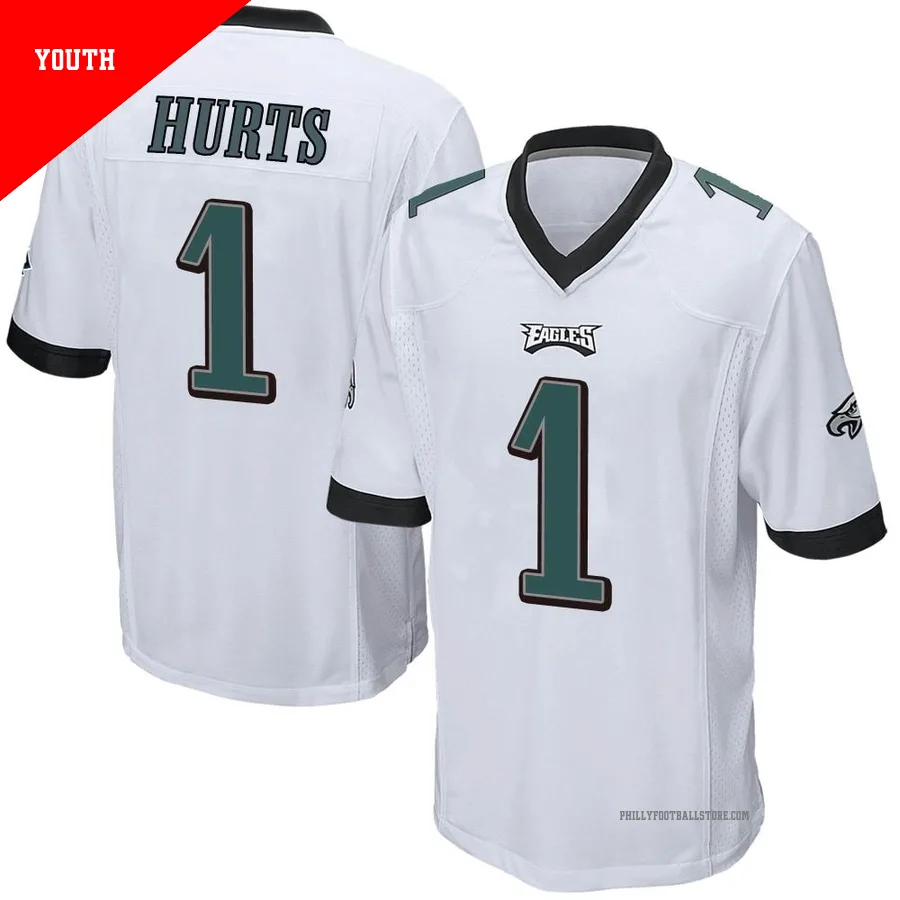 Youth Philadelphia Eagles Jalen Hurts ＃1 Game White Jersey