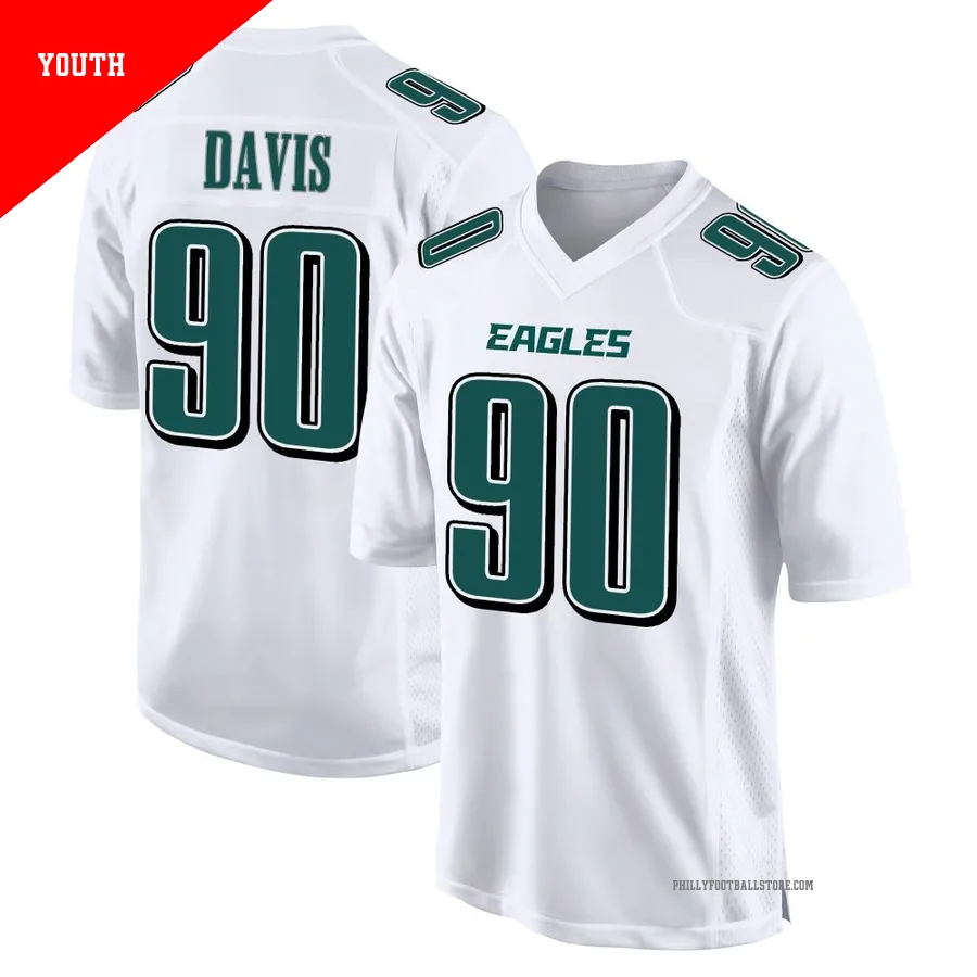 Youth Philadelphia Eagles Jordan Davis ＃90 Game White Tundra Fashion Jersey