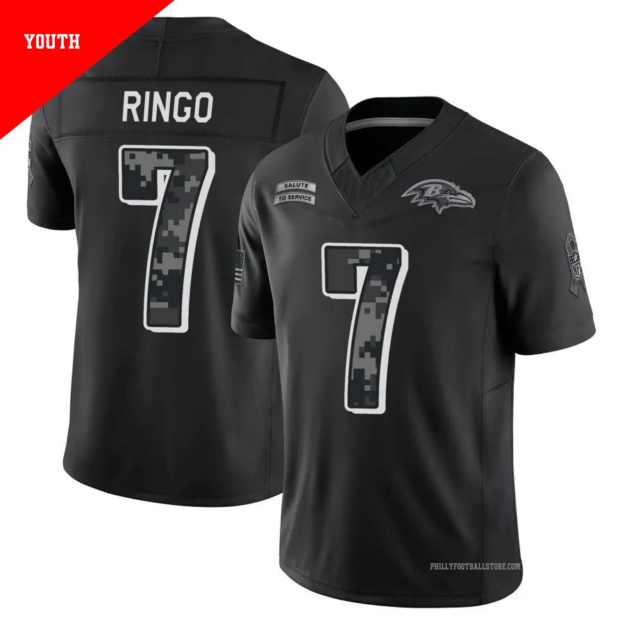 Youth Philadelphia Eagles Kelee Ringo ＃7 Limited Black 2026 Salute to Service Stitched Jersey