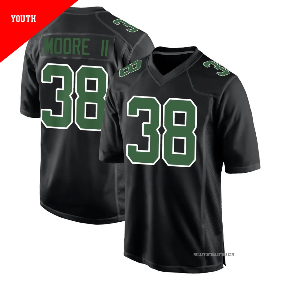 Youth Philadelphia Eagles Kenny Moore II ＃38 Game Black/Kelly Carbon Green Fashion Jersey