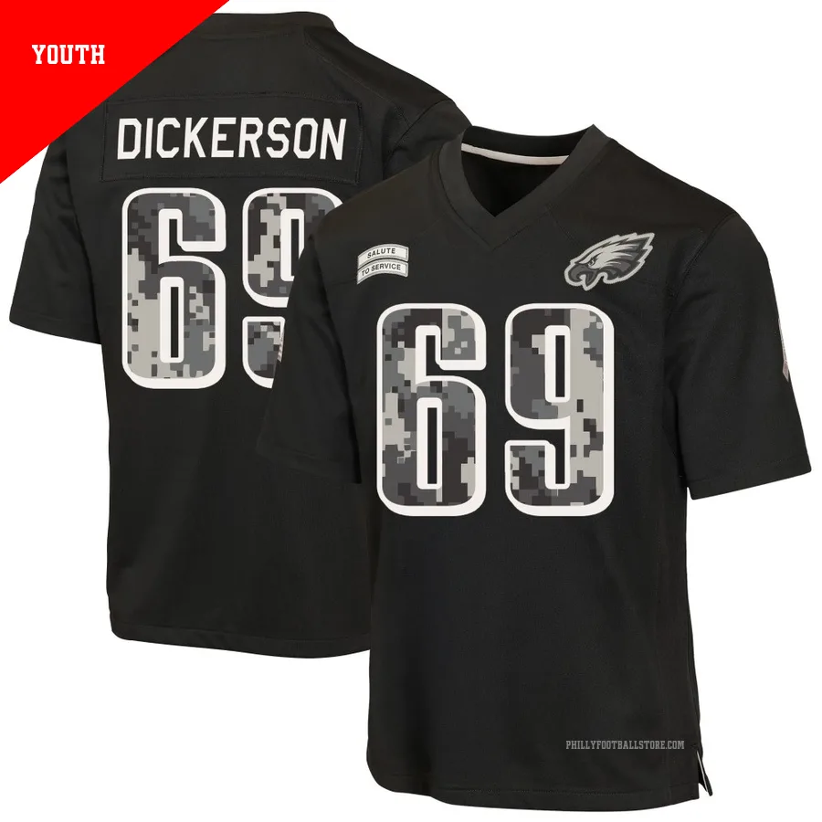 Youth Philadelphia Eagles Landon Dickerson ＃69 Game Black 2026 Salute to Service Jersey