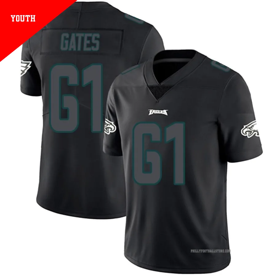 Youth Philadelphia Eagles Nick Gates ＃61 Limited Black Impact Jersey