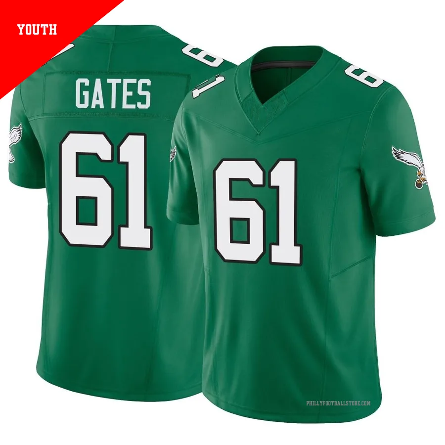 Youth Philadelphia Eagles Nick Gates ＃61 Limited Green Kelly Alternate Vapor F.U.S.E. Jersey