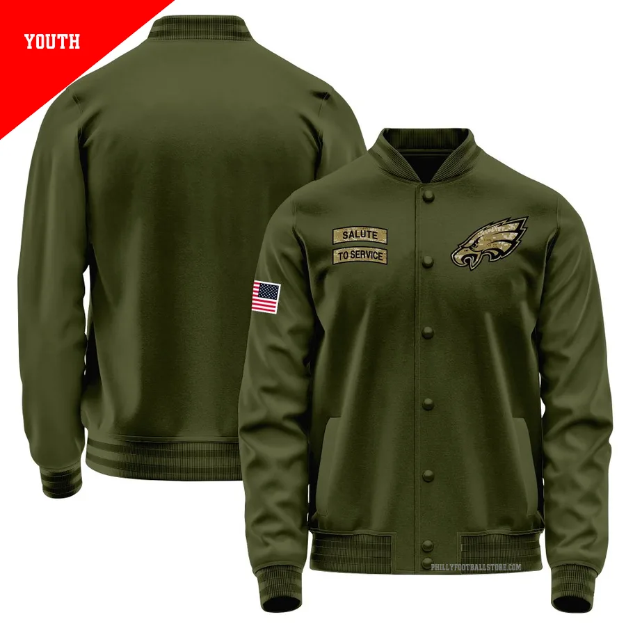 Youth Philadelphia Eagles Olive Salute to Service Sideline Performance Jacket