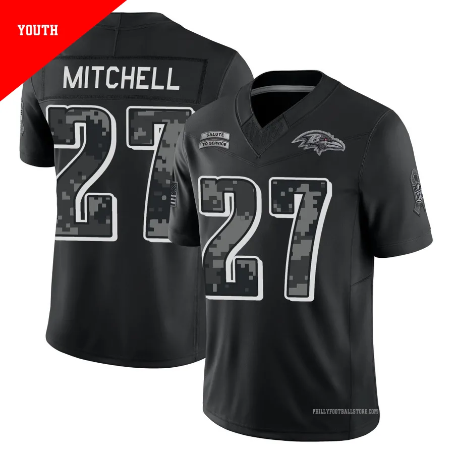 Youth Philadelphia Eagles Quinyon Mitchell ＃27 Limited Black 2026 Salute to Service Stitched Jersey