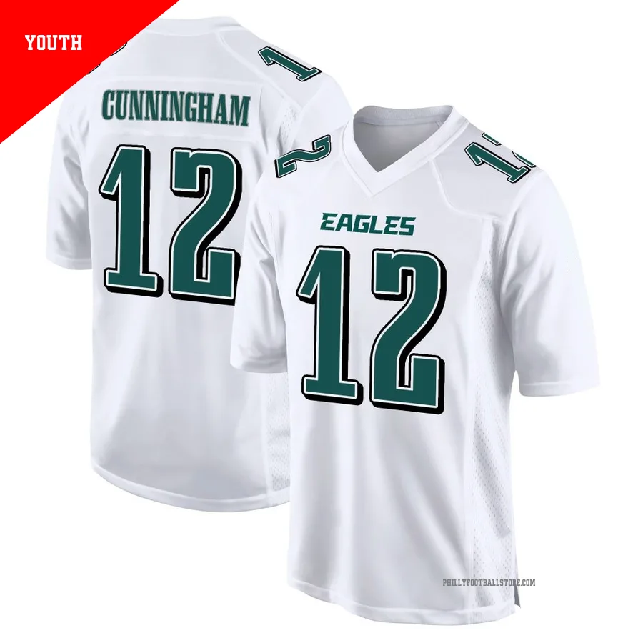 Youth Philadelphia Eagles Randall Cunningham ＃12 Game White Tundra Fashion Jersey
