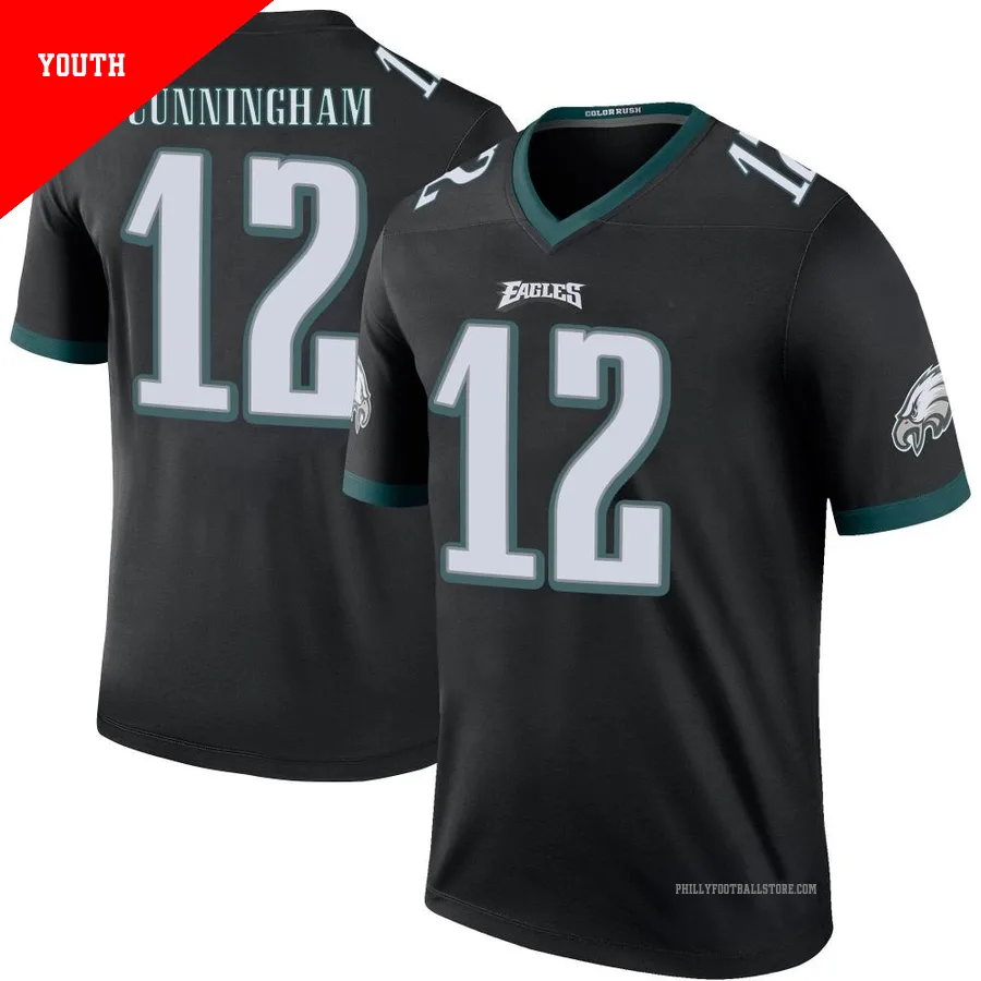 Youth Philadelphia Eagles Randall Cunningham ＃12 Legend Black Color Rush Jersey