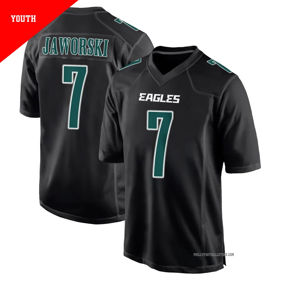Youth Philadelphia Eagles Ron Jaworski ＃7 Game Black Carbon Fashion Jersey