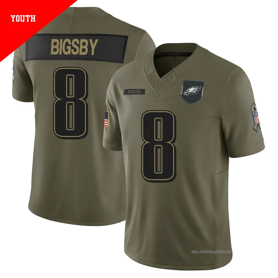 Youth Philadelphia Eagles Tank Bigsby ＃8 Limited Olive 2025 Salute to Service Jersey