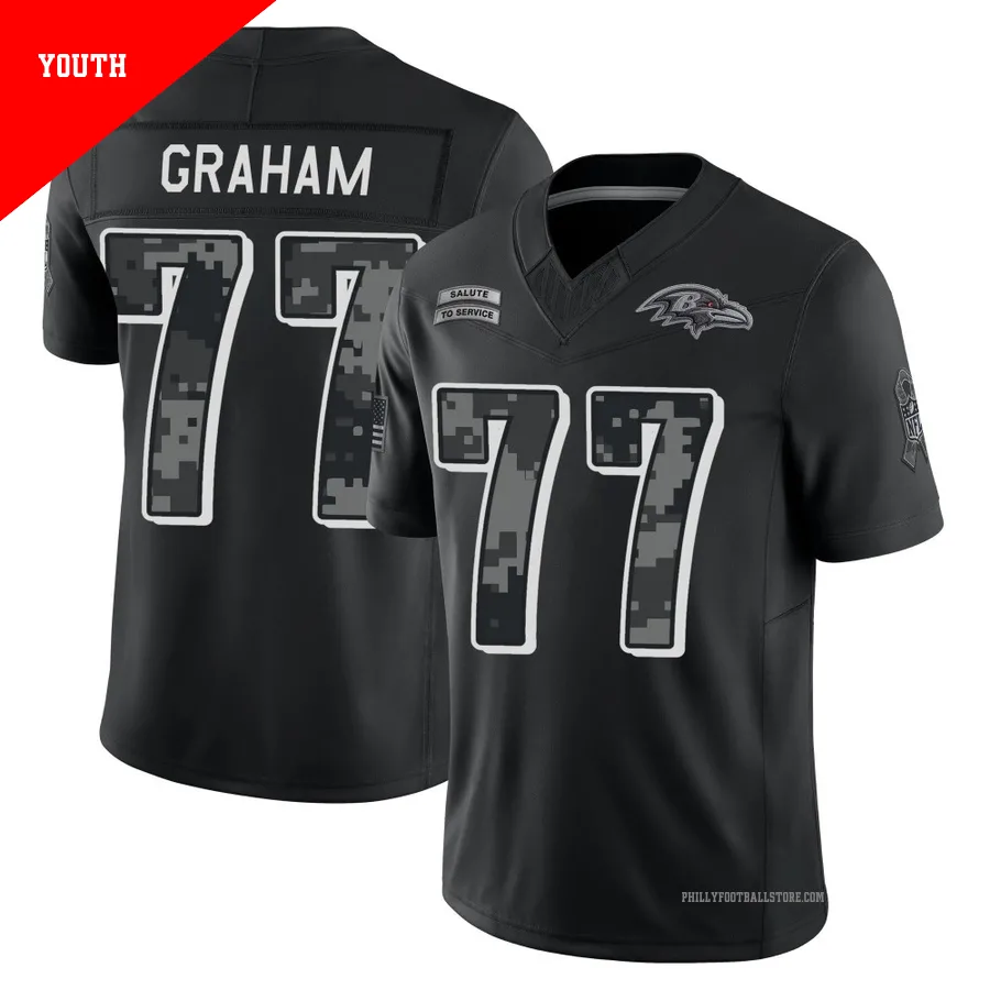 Youth Philadelphia Eagles Ta'Quon Graham ＃77 Limited Black 2026 Salute to Service Stitched Jersey