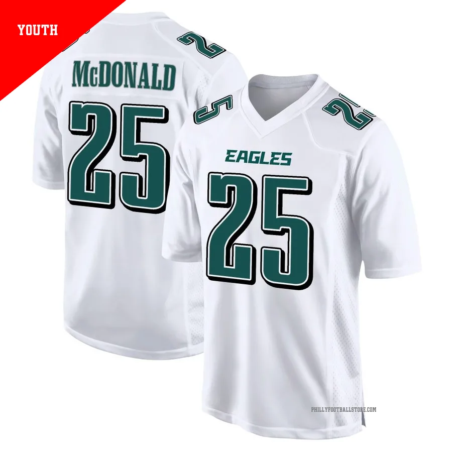 Youth Philadelphia Eagles Tommy McDonald ＃25 Game White Tundra Fashion Jersey