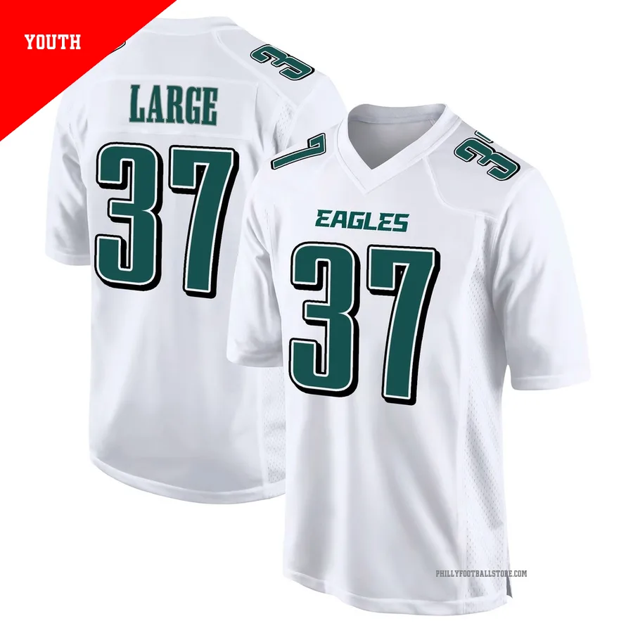 Youth Philadelphia Eagles Tucker Large ＃37 Game White Tundra Fashion Jersey