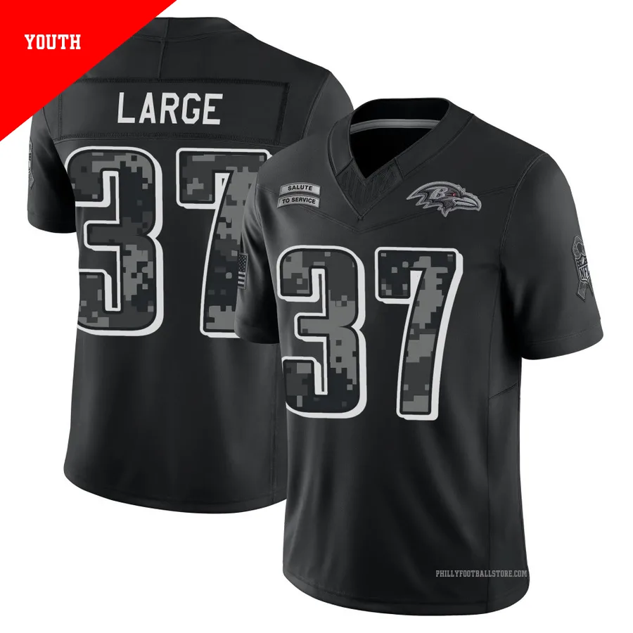 Youth Philadelphia Eagles Tucker Large ＃37 Limited Black 2026 Salute to Service Stitched Jersey