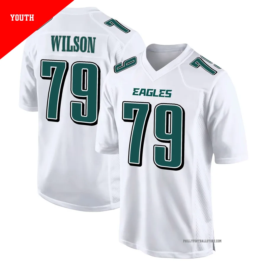 Youth Philadelphia Eagles Zion Wilson ＃79 Game White Tundra Fashion Jersey